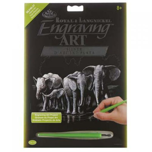 Picture of ENGRAVING ART ELEPHANT HERD  SILVER